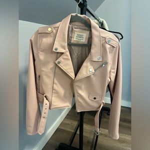 Oversized Pink Leather Jacket